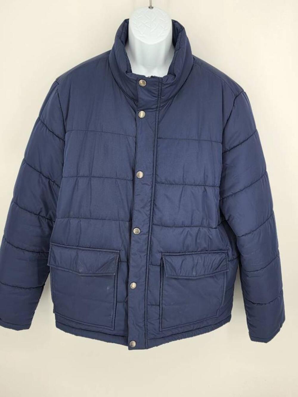 Lands End Womens XL Navy Blue Puffer Jacket Quilted Insulated Parka Gorpcore